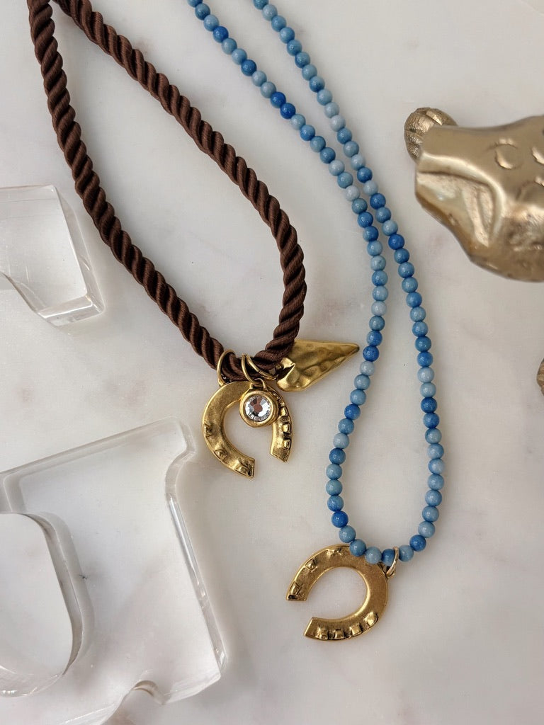The Denim Blue Horse Shoe Necklace