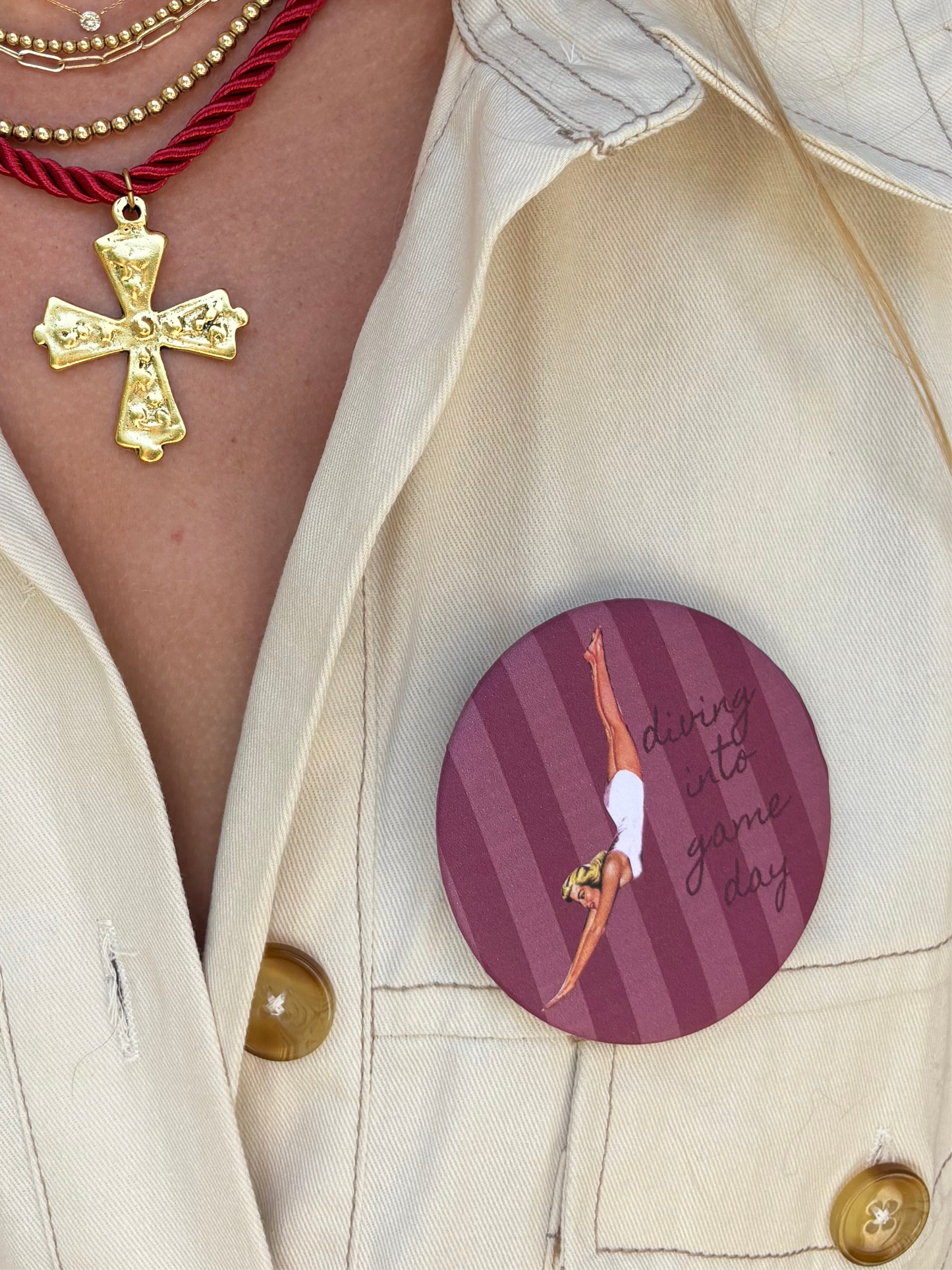 The Diving Into Game Day Pin