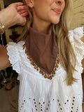 The Brown Beaded Trim Neck Scarf