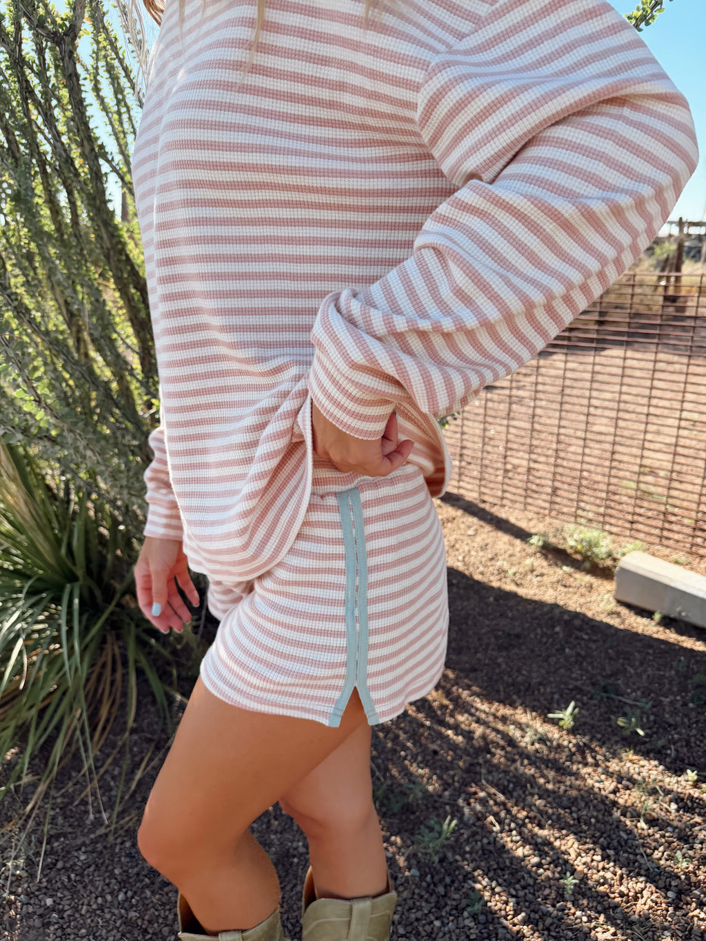 The After Hours Set in Dusty Rose Stripe