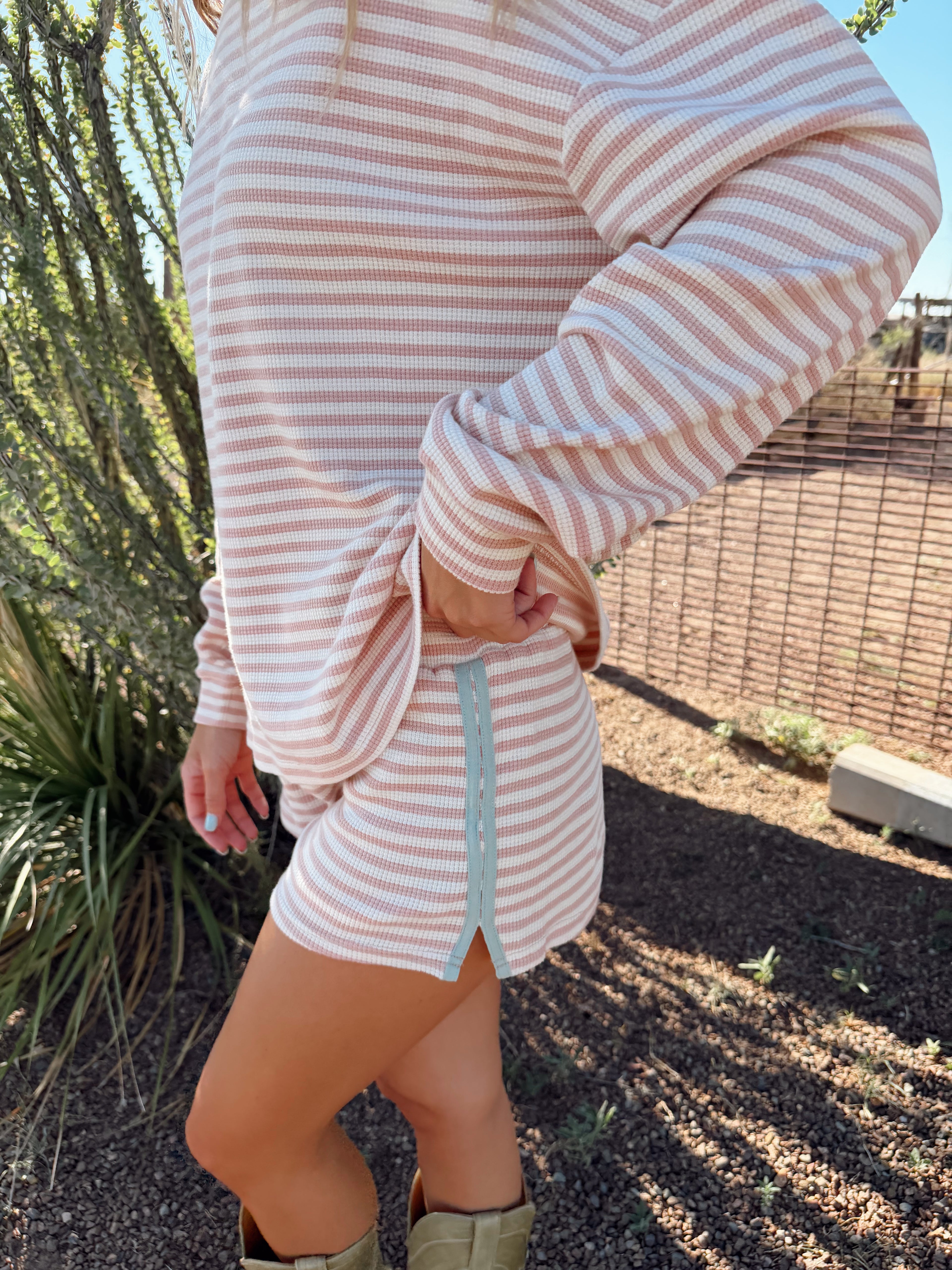 The After Hours Set in Dusty Rose Stripe