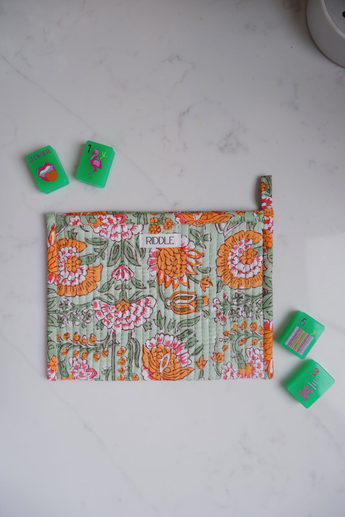 The Mahjong Card Pouch in Mint and Orange