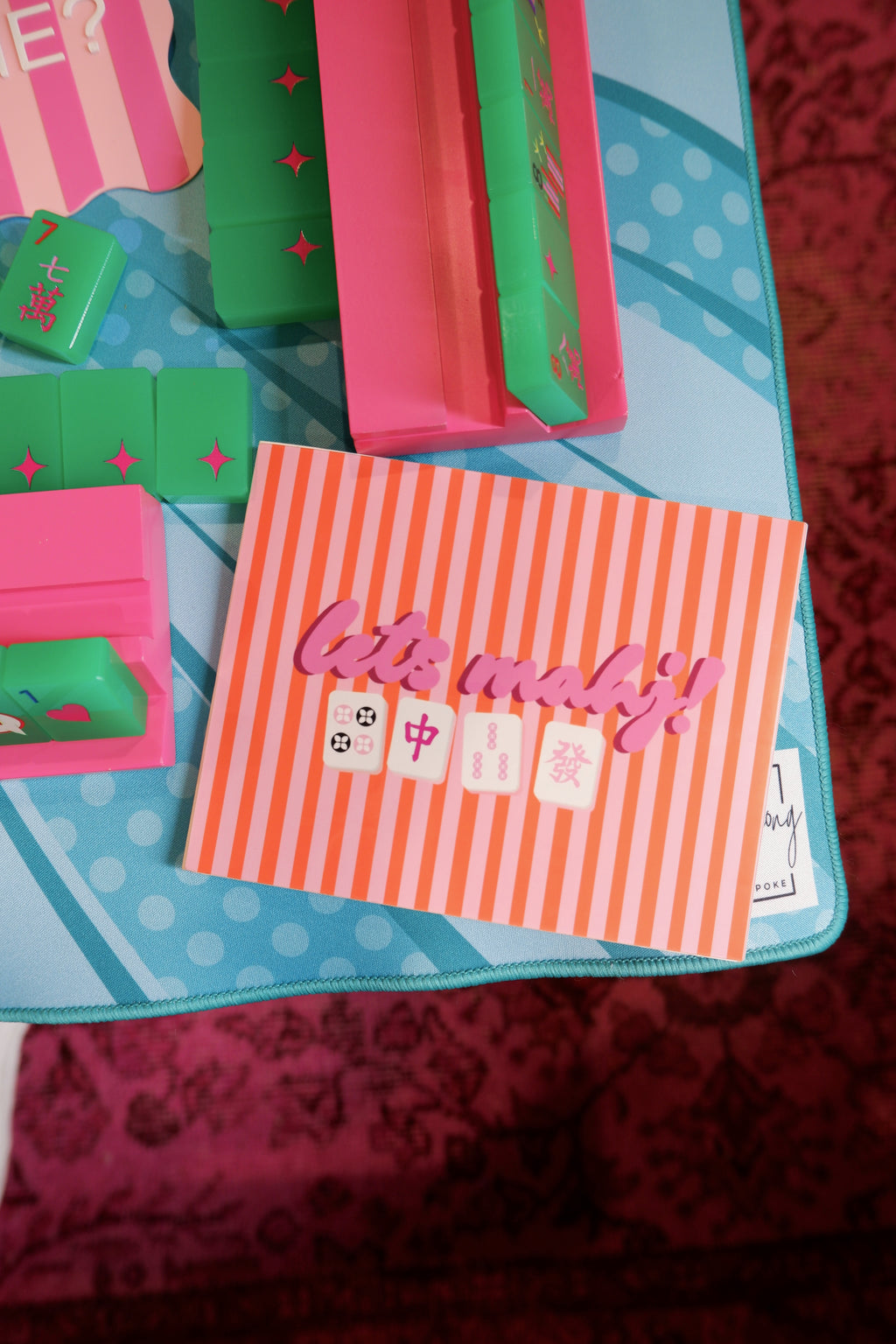 The Mahj Card Stickers in Orange and Pink