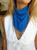 The Bright Blue Beaded Trim Neck Scarf