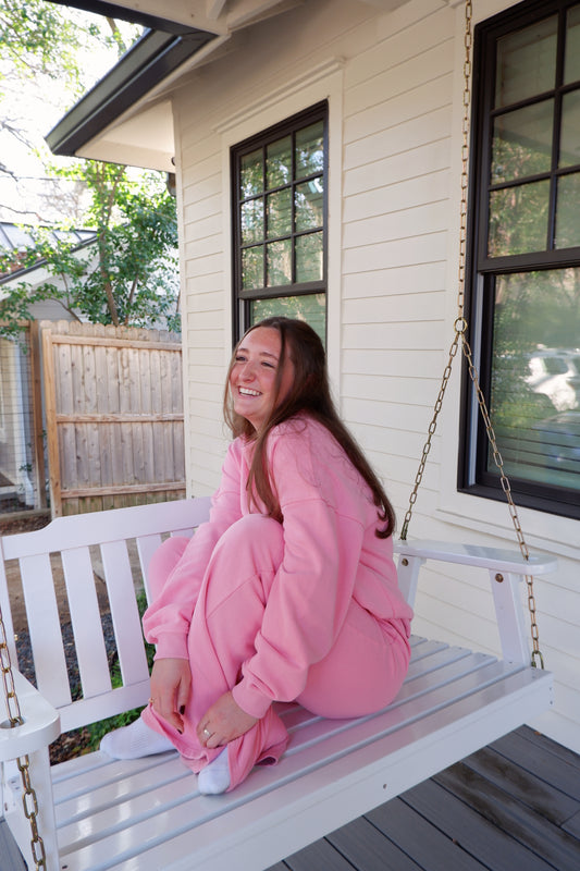 The Lucky Star Long Sleeve Sweat Set in Pink