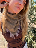 The Brown Beaded Trim Neck Scarf