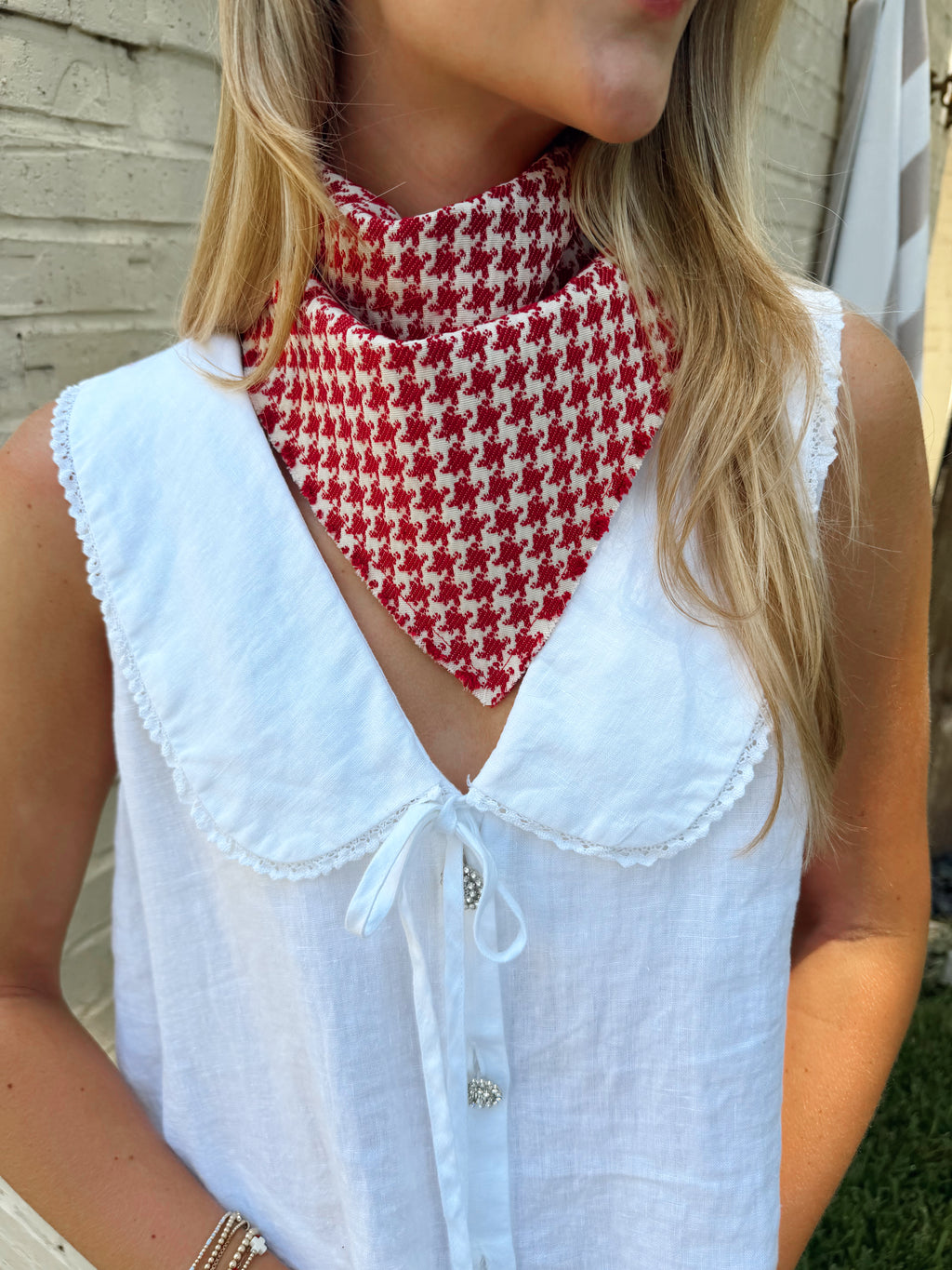 The Red Herringbone Neck Scarf