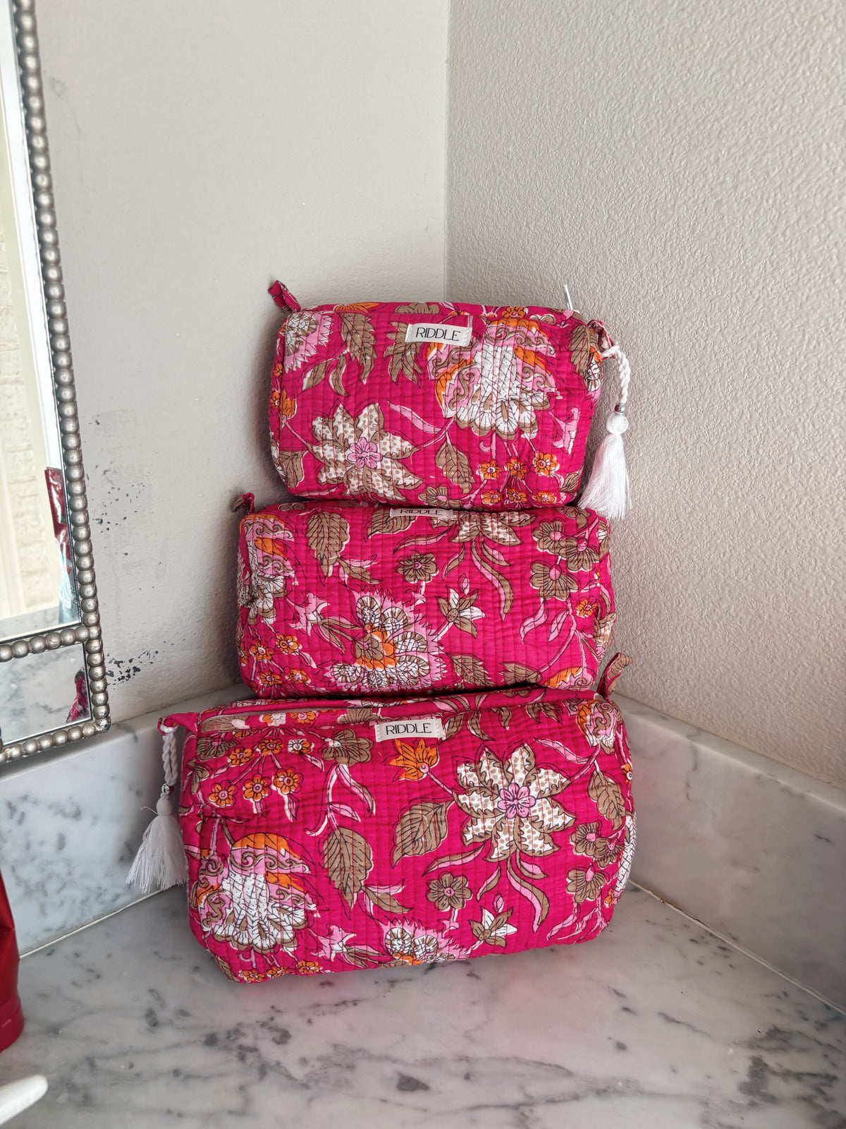 The Hot Pink Lotus Vanity Bag Set
