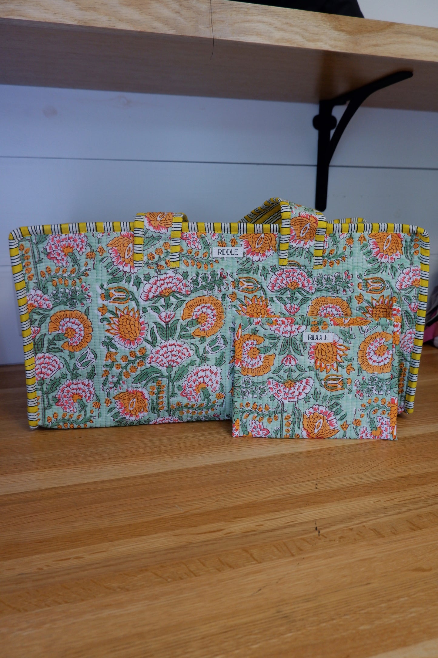 The Mahjong Bag in Mint and Orange