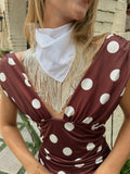 The White Fringe Trim Neck Scarf