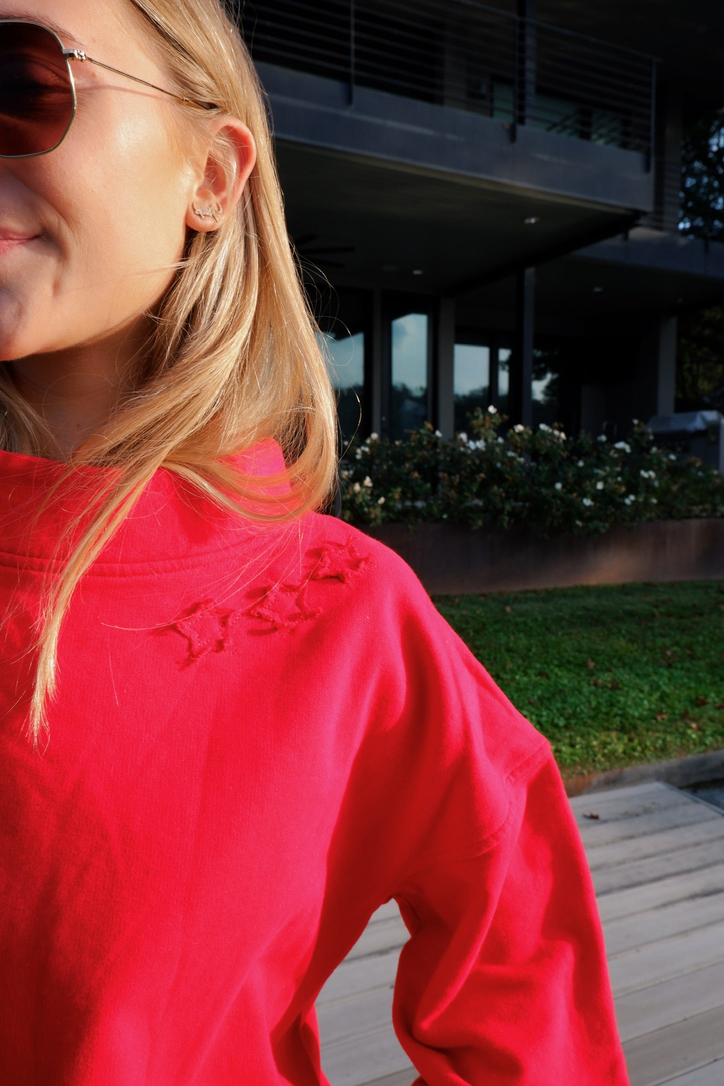 The Lucky Star Long Sleeve Sweat Set in Cherry