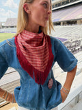 The Maroon Plaid Fringe Trim Neck Scarf