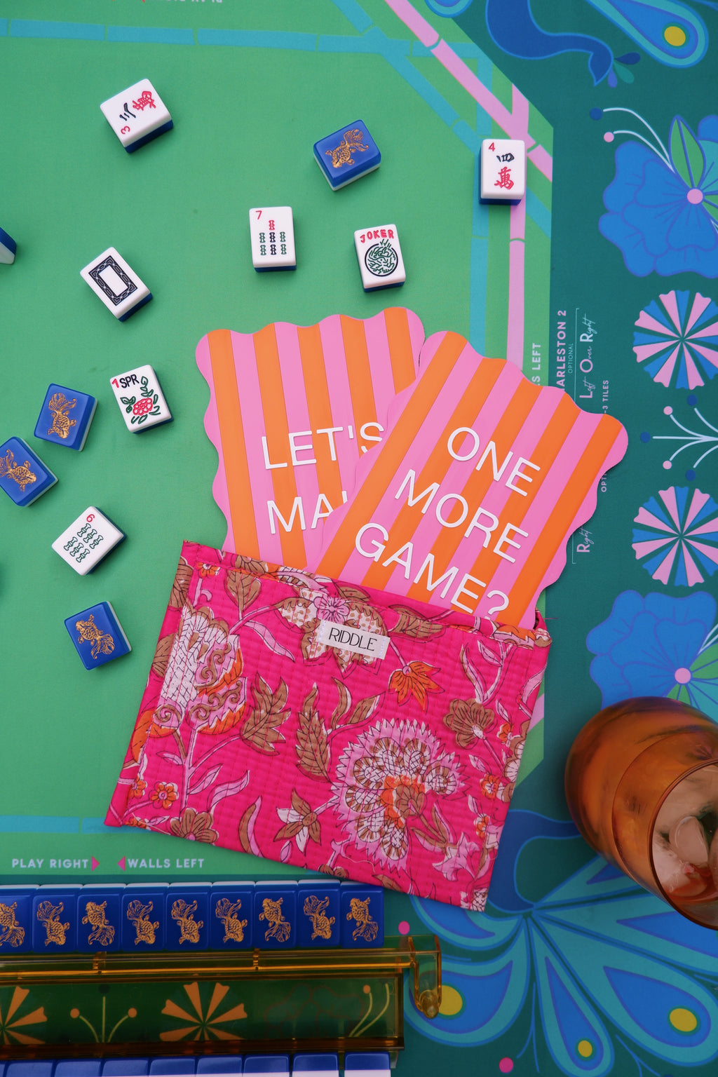 The Mahjong Card Pouch in Hot Pink Florals