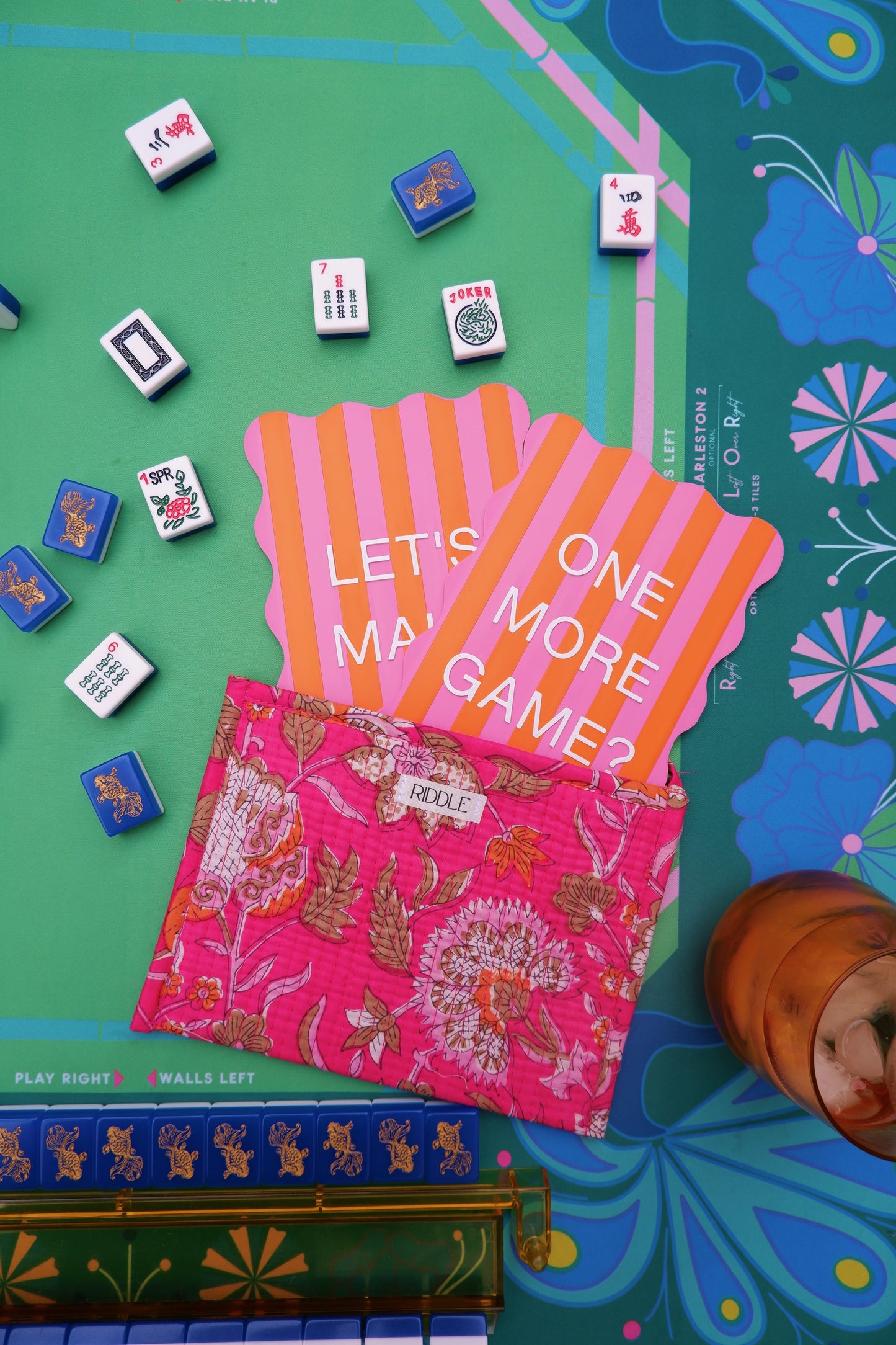 The Mahjong Card Pouch in Hot Pink Florals