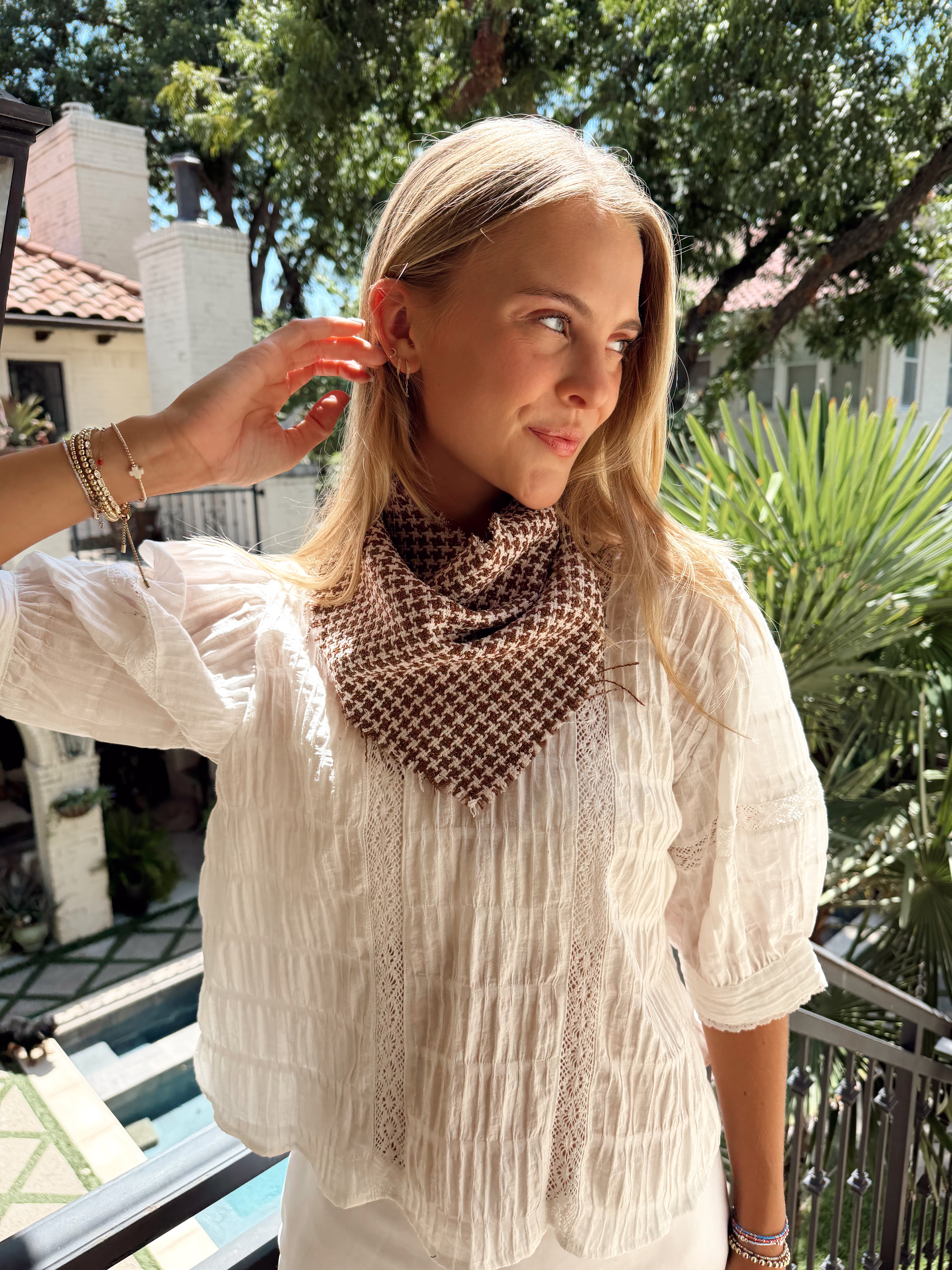 The Brown and White Tweed Neck Scarf