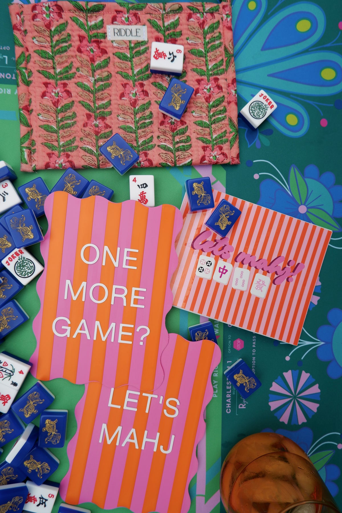 The Mahj Card Stickers in Orange and Pink