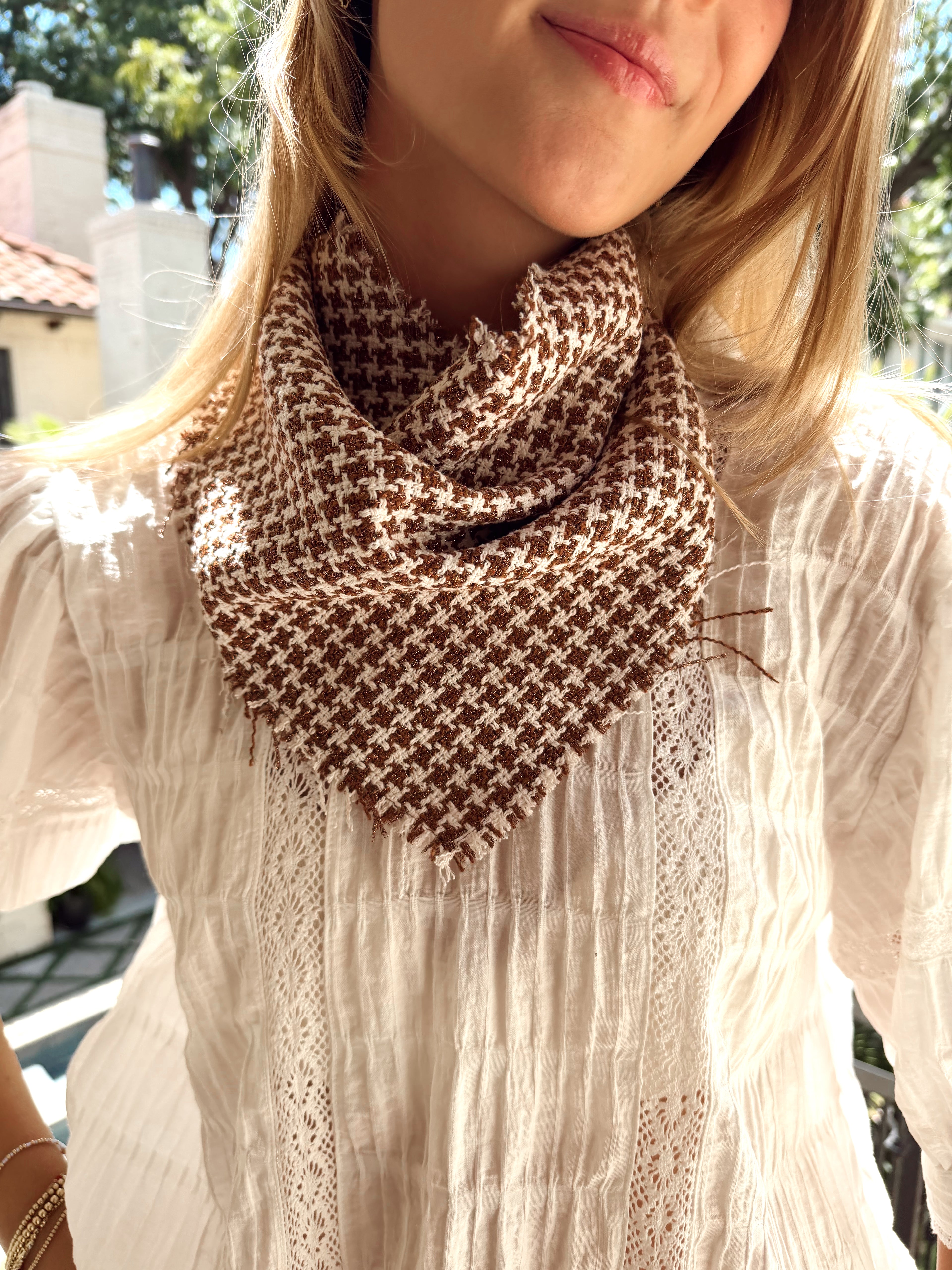 The Brown and White Tweed Neck Scarf