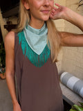 The Turqoise Fringe Trim Neck Scarf