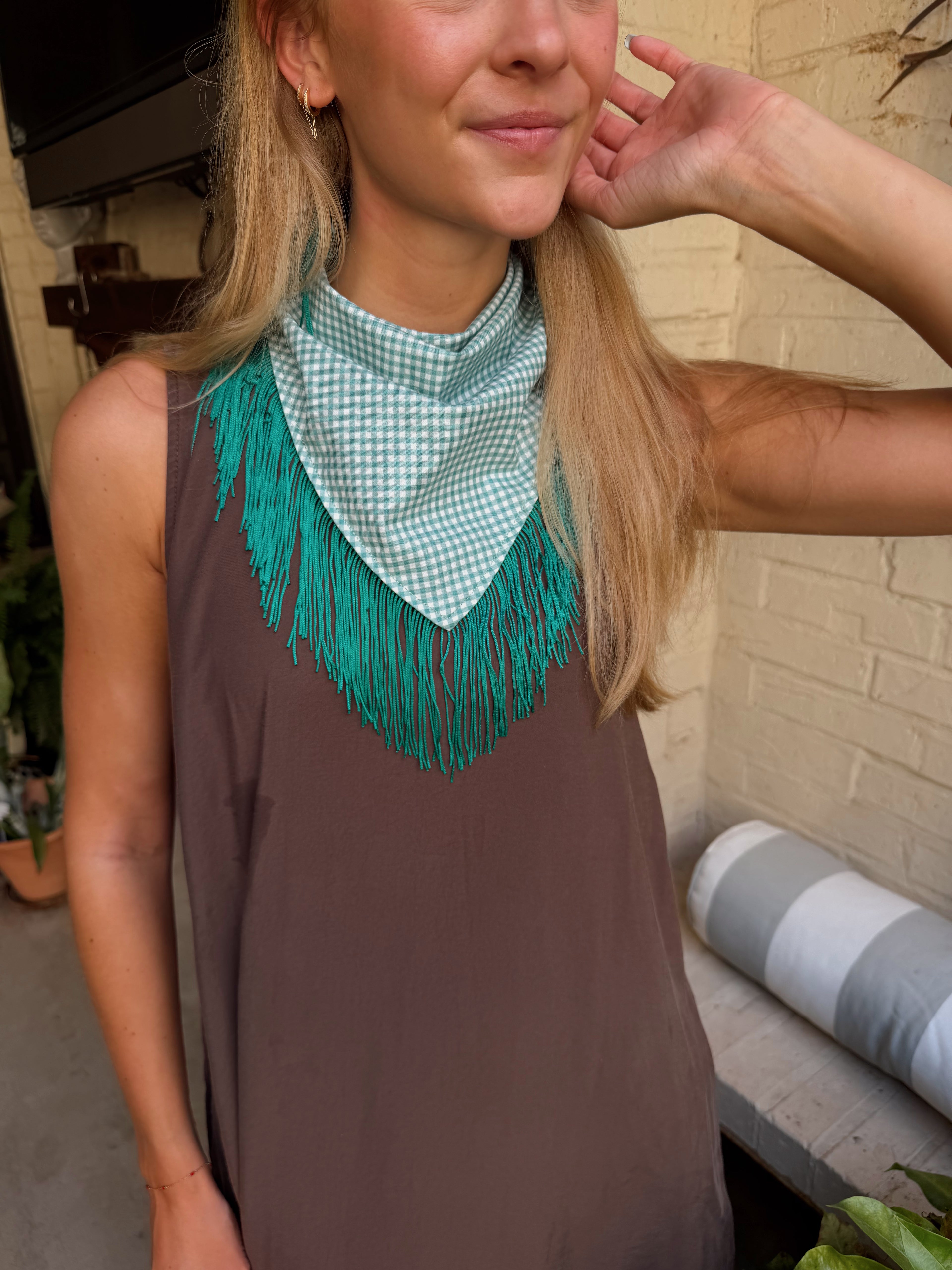 The Turqoise Fringe Trim Neck Scarf