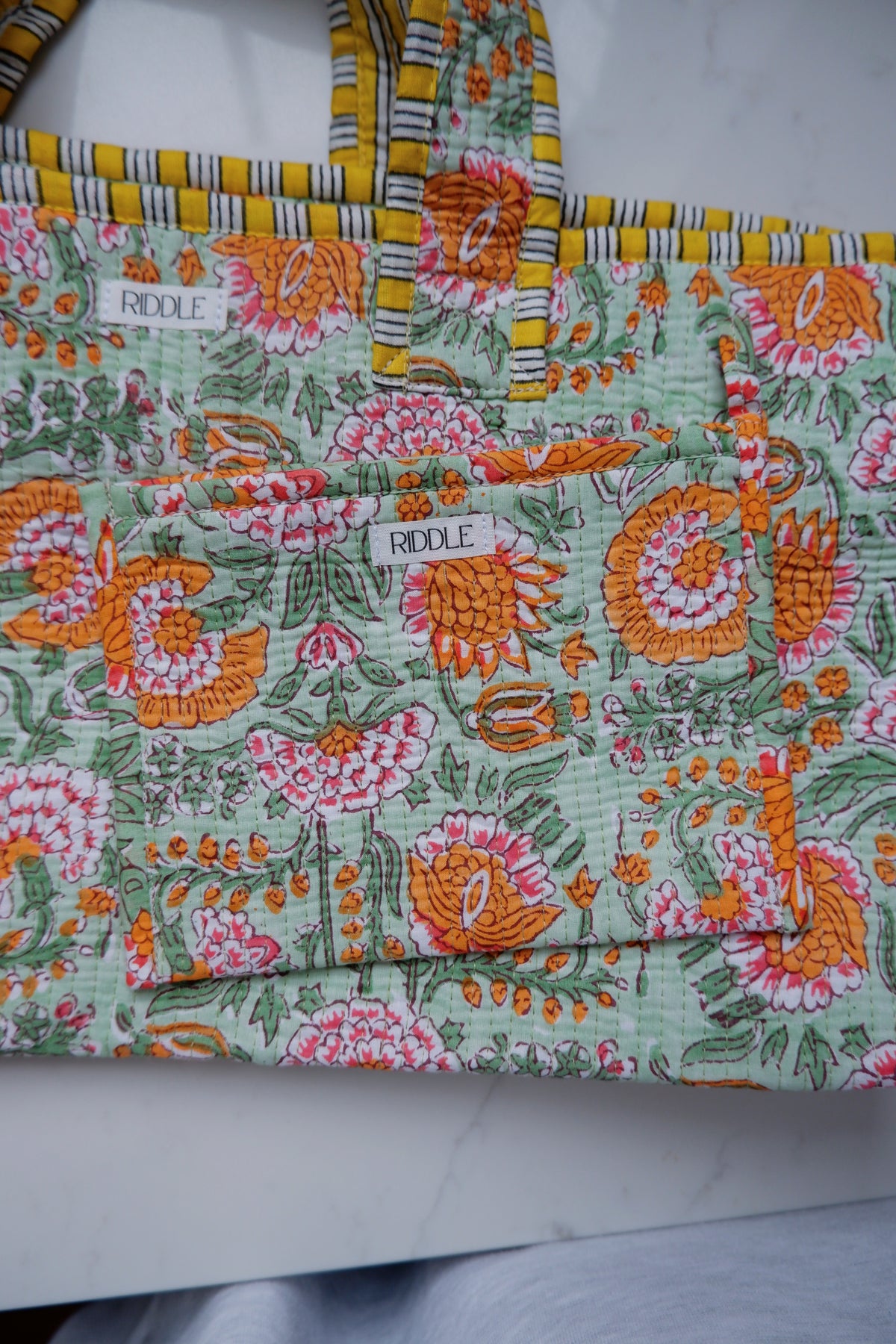 The Mahjong Bag in Mint and Orange
