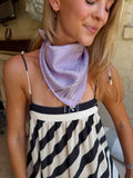 The Light Purple Brocade Beaded Trim Neck Scarf