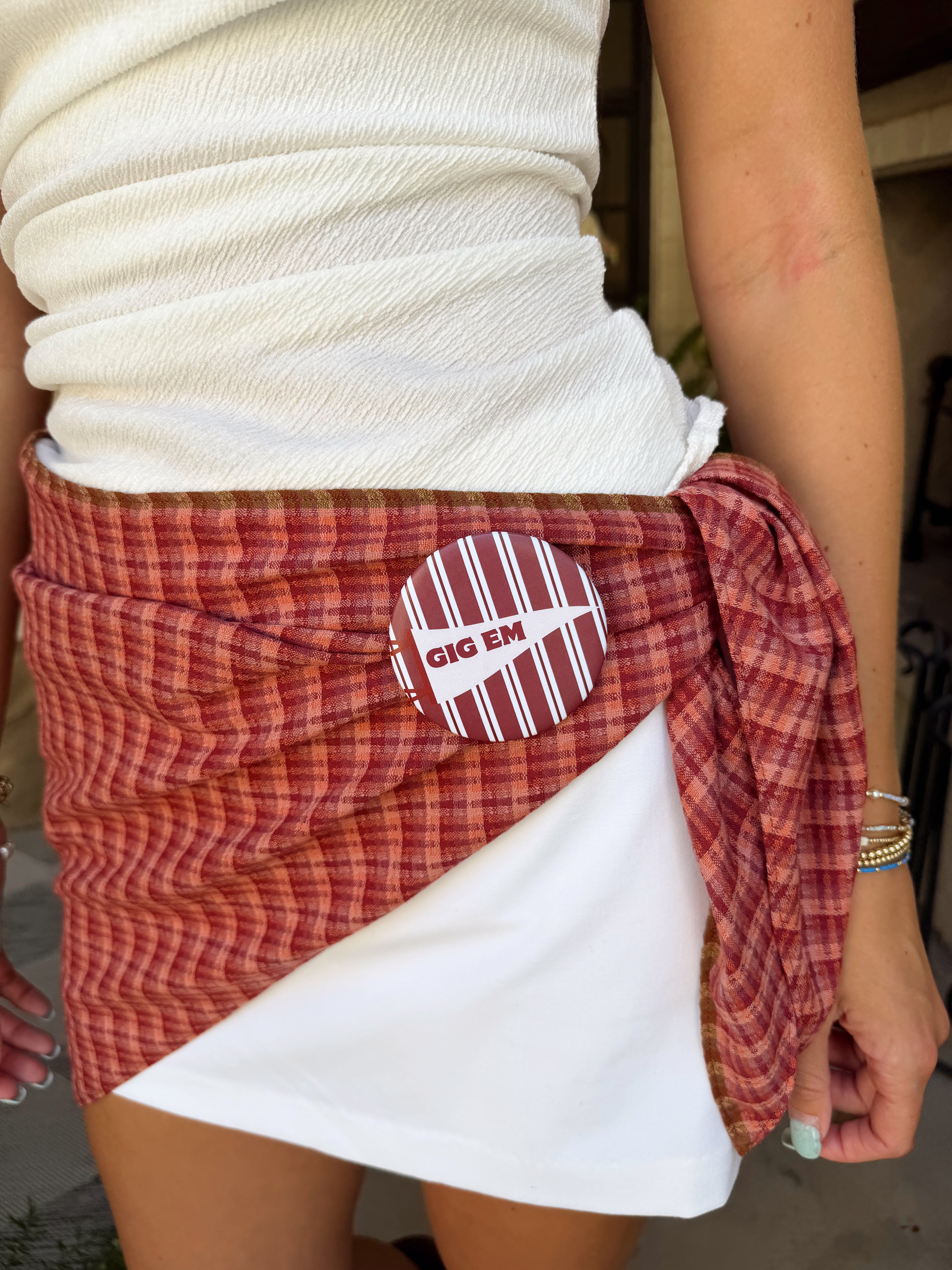The Maroon Plaid Waist Scarf