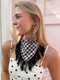The Black and White Fringe Trim Neck Scarf
