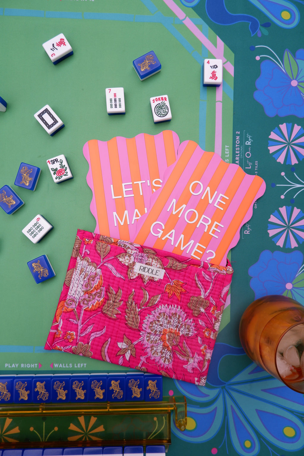 The Mahj Shufflers in Orange and Pink Stripe