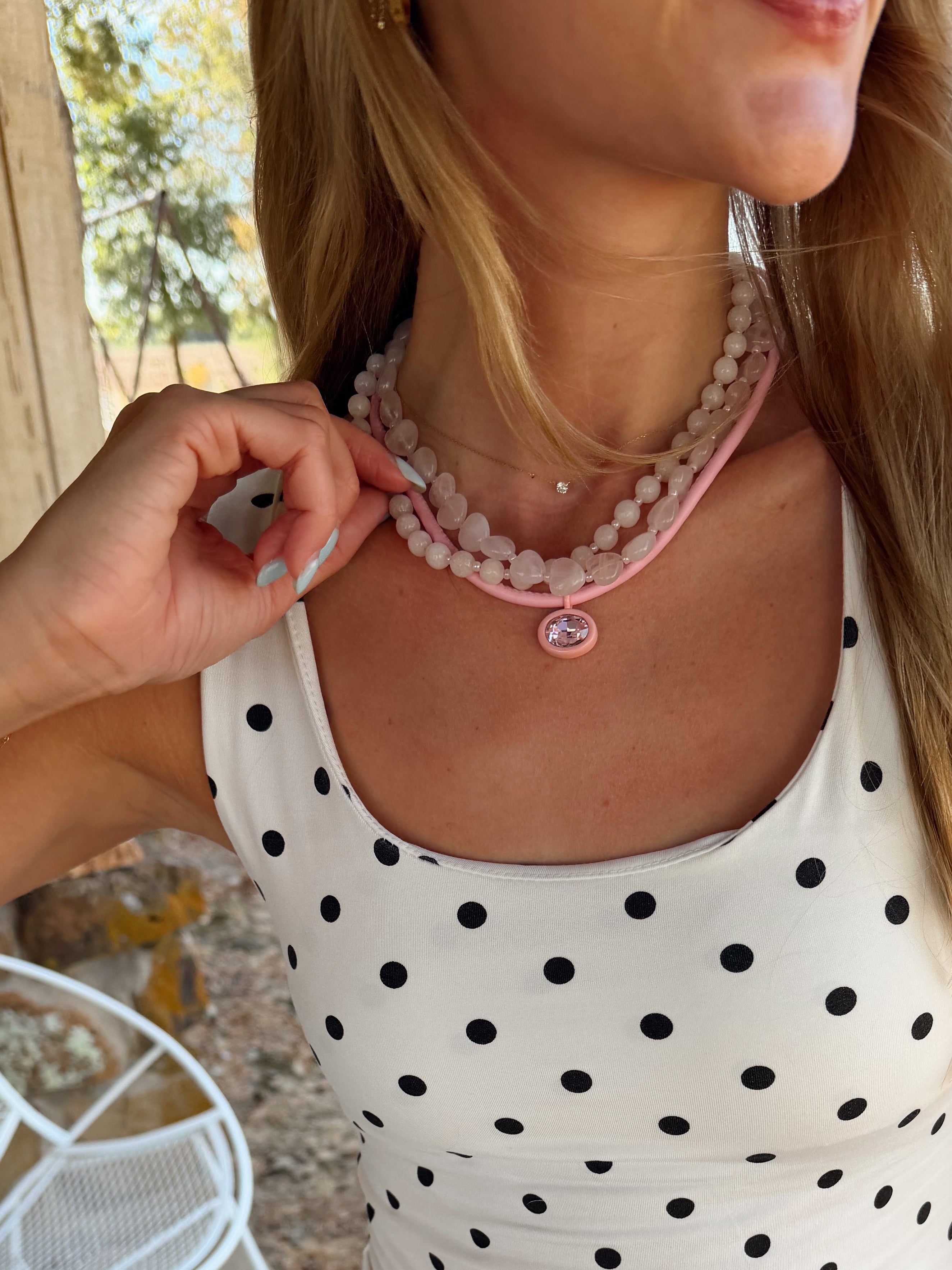 The Pink Bezel Gemstone Necklace