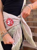 The Red Polka Dot Fringe Trim Waist Scarf
