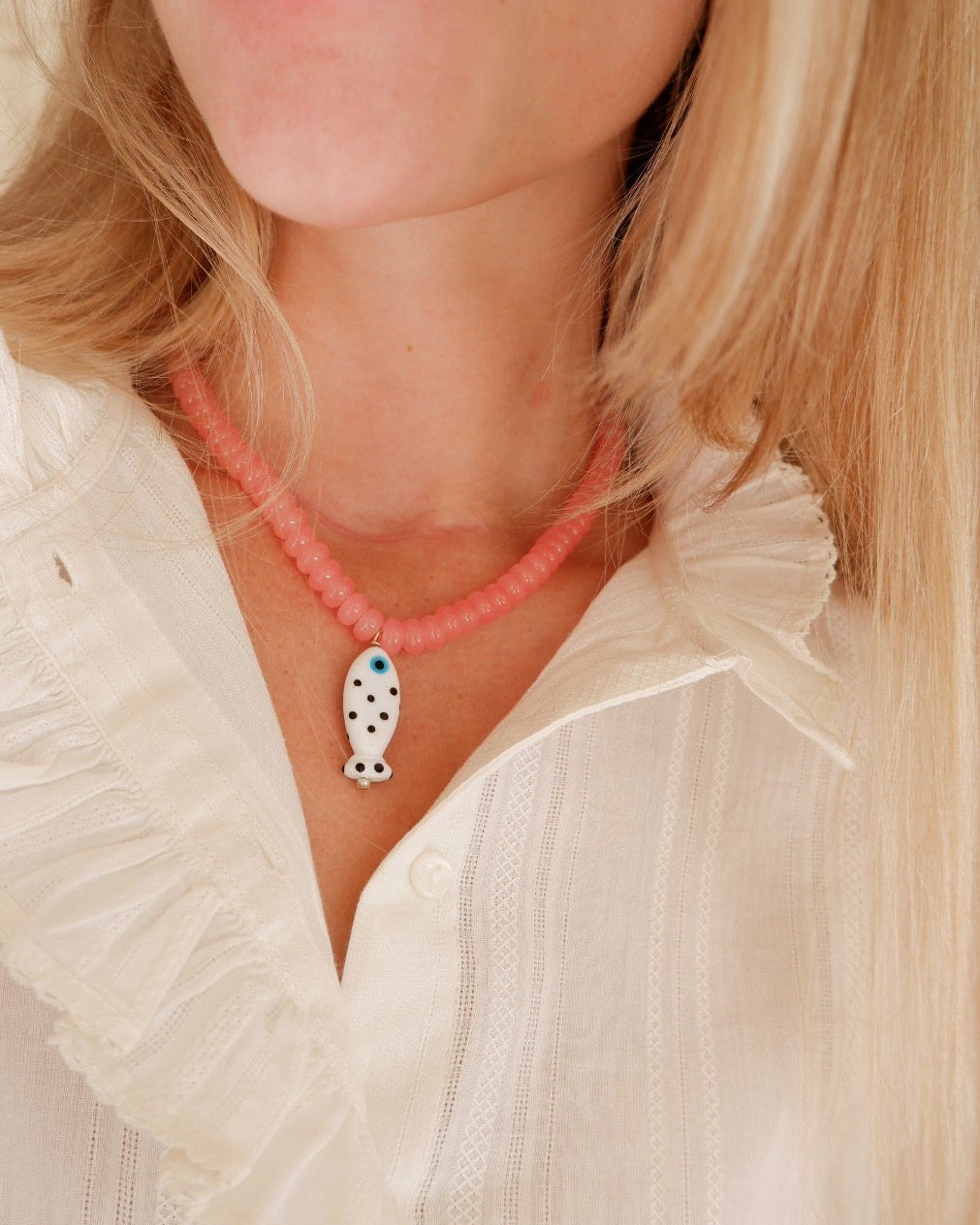 The Watermelon Pink Fish Necklace