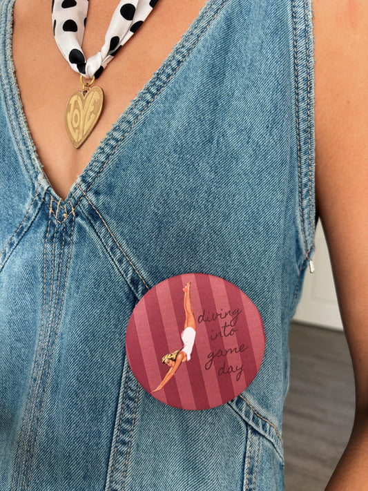 The Diving Into Game Day Pin