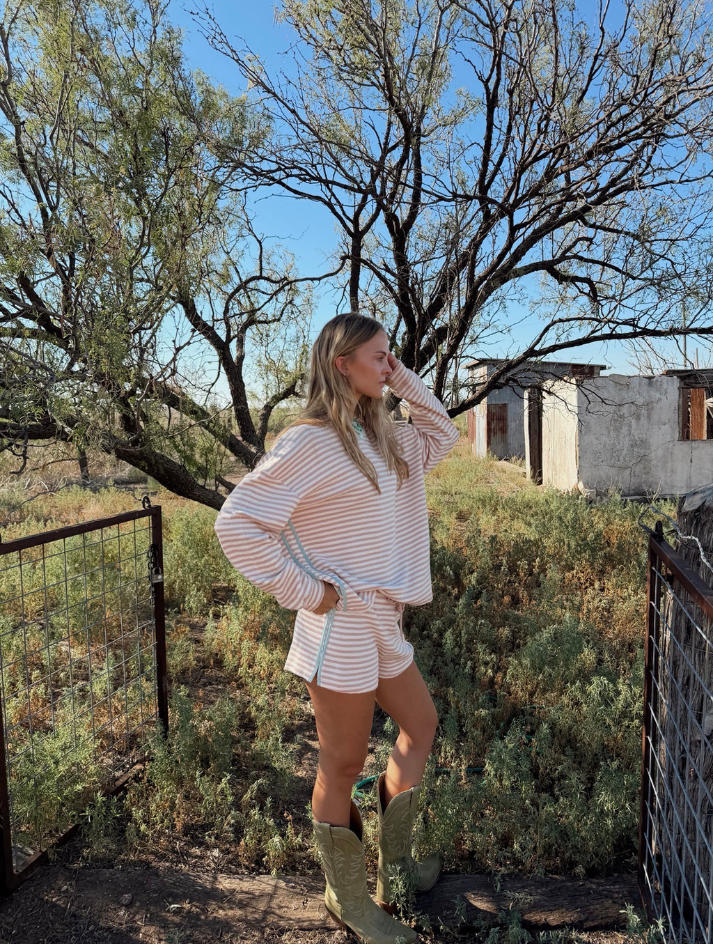 The After Hours Set in Dusty Rose Stripe
