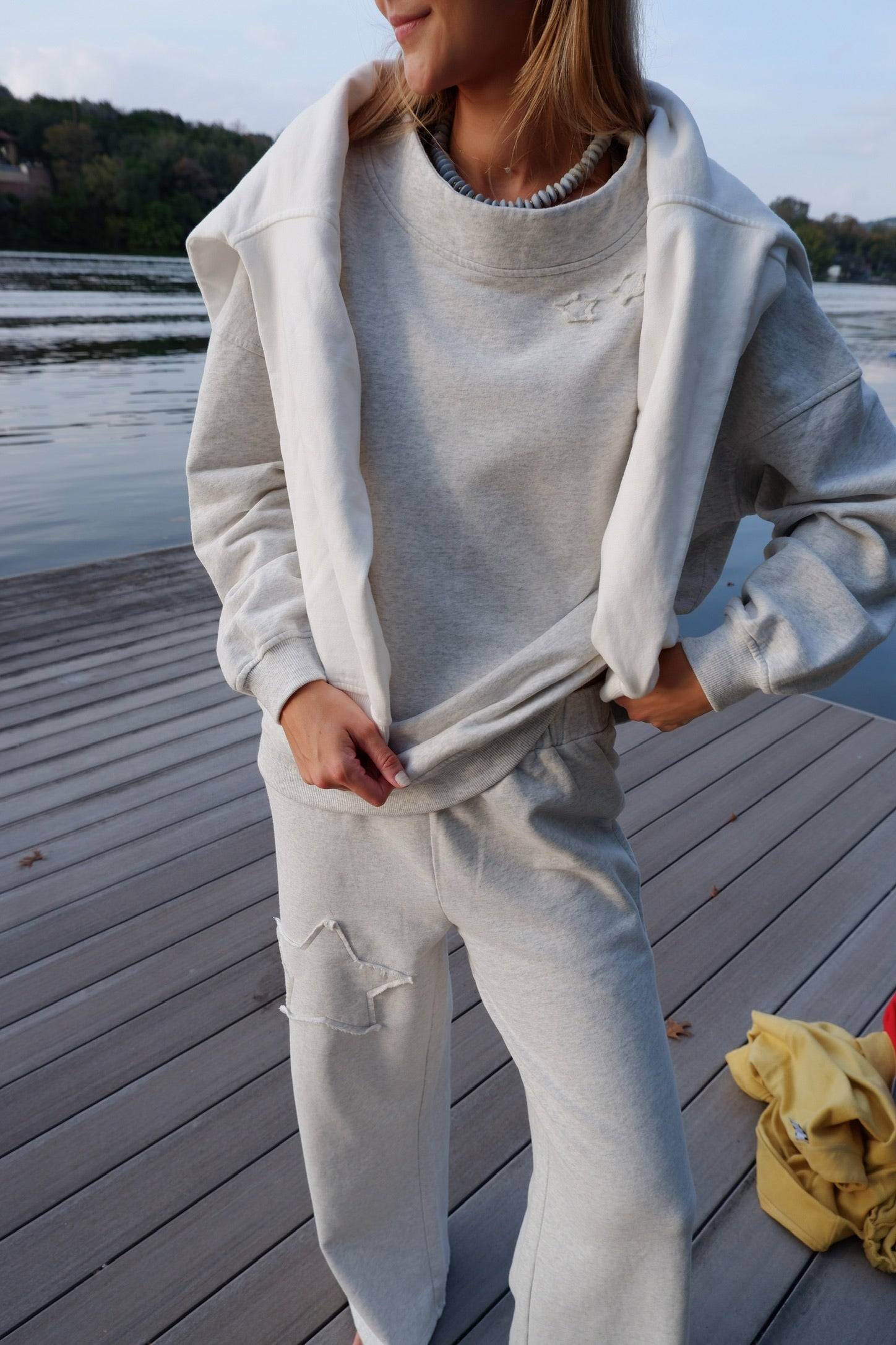 The Lucky Star Long Sleeve Sweat Set in Heather Grey