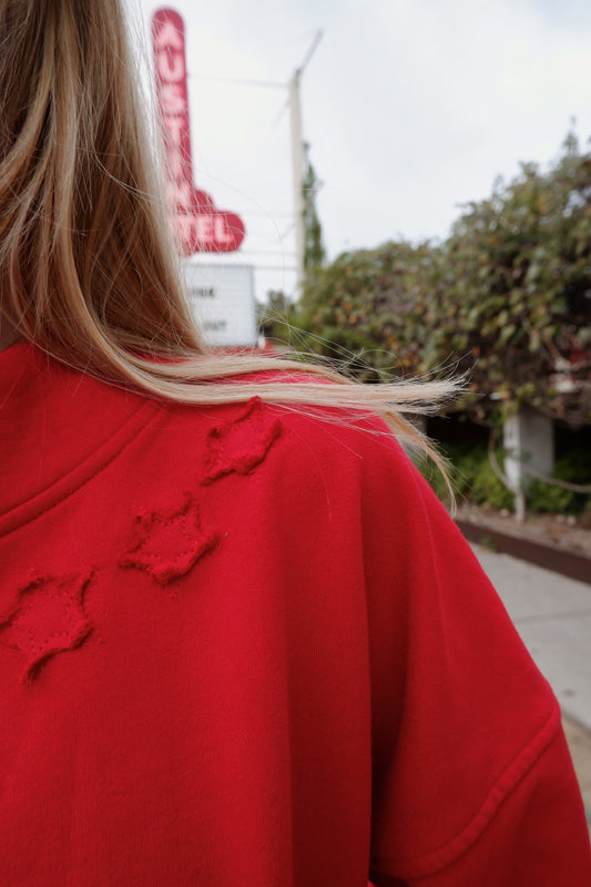 The Lucky Star Long Sleeve Sweat Set in Cherry