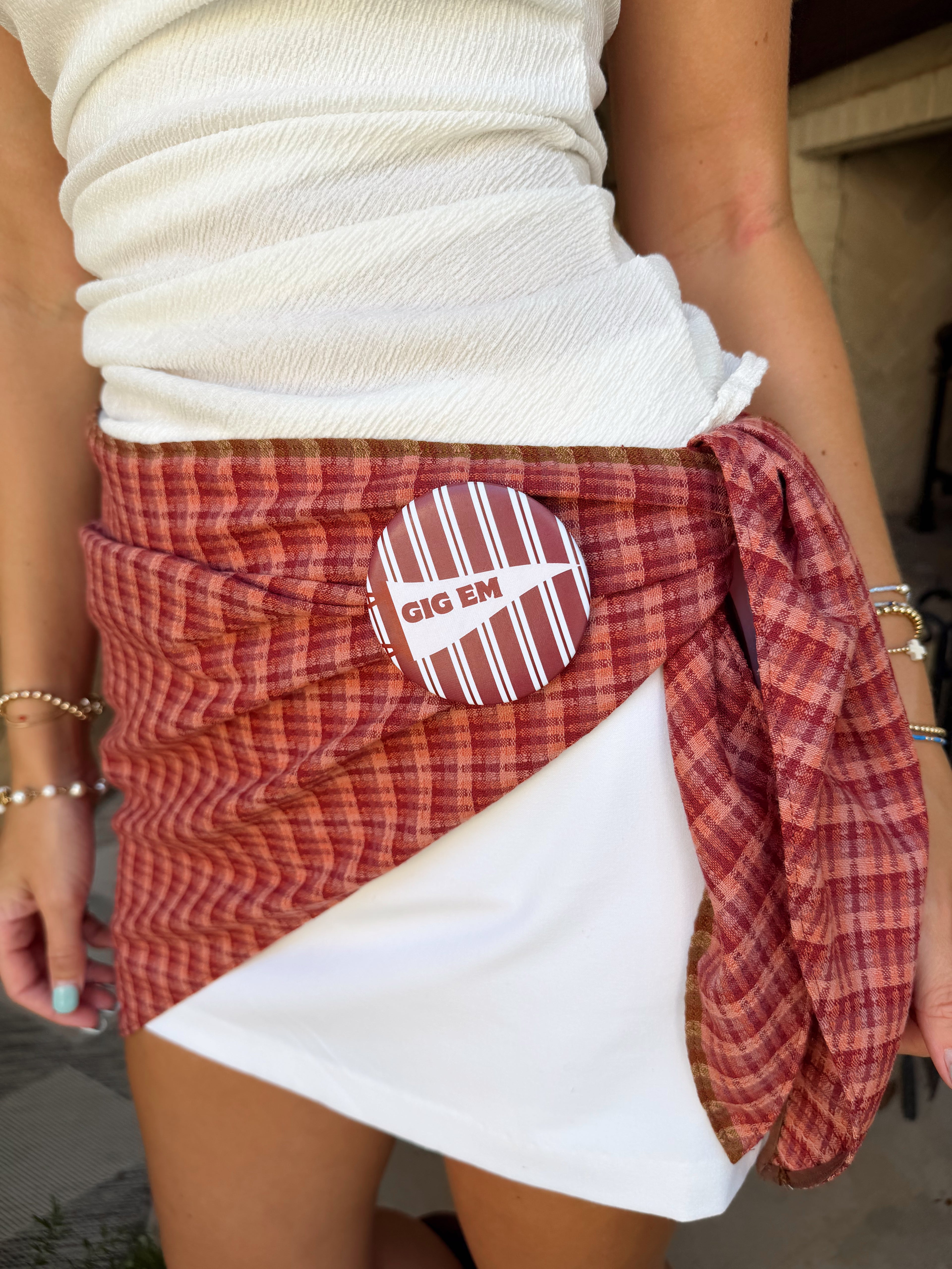 The Maroon Plaid Waist Scarf