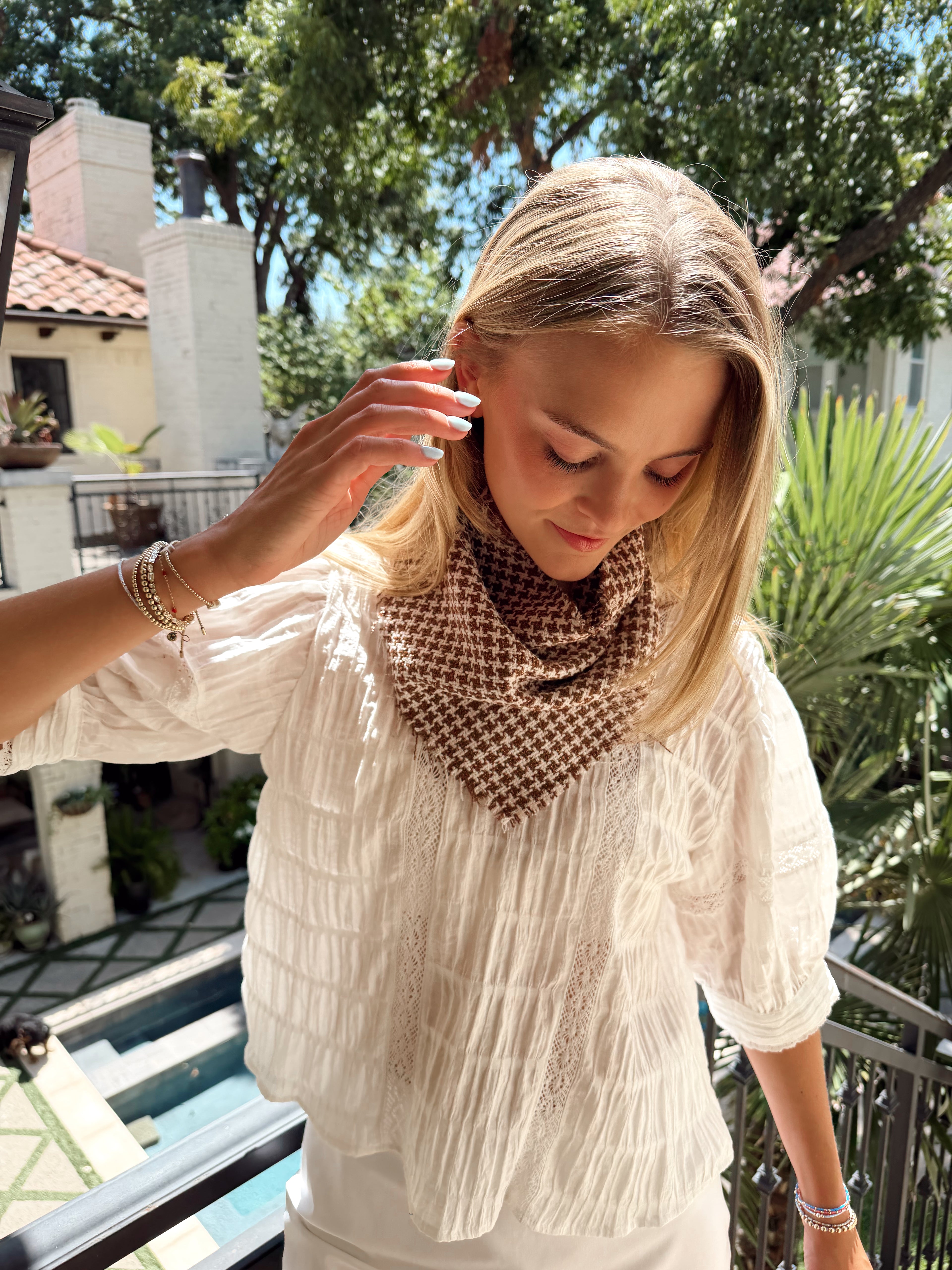 The Brown and White Tweed Neck Scarf