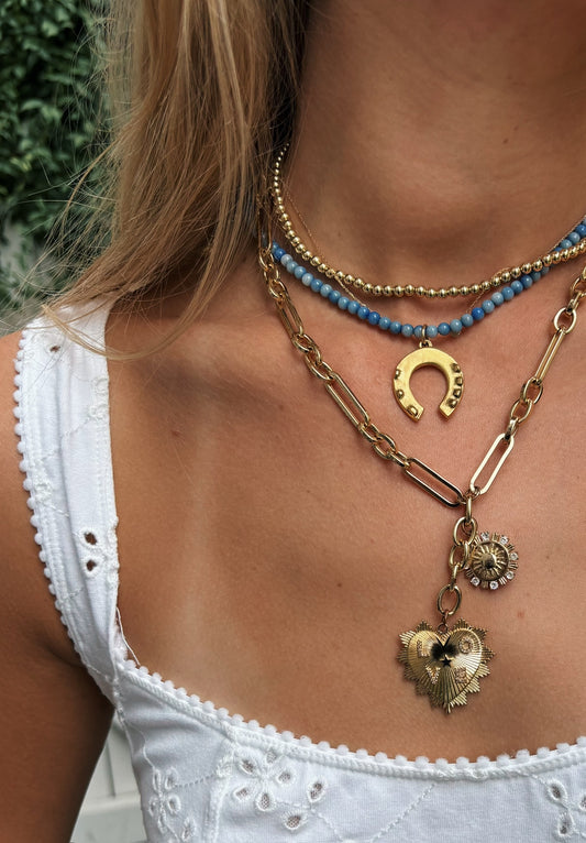 The Denim Blue Horse Shoe Necklace