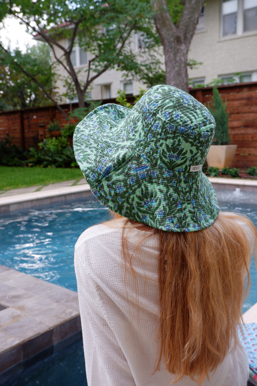 The Green and Indigo Vine Quilted Hat