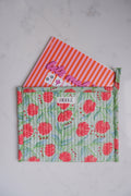 The Mahjong Card Pouch in Green and Scarlet Floral