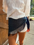 The Navy Fringe Trim Waist Scarf
