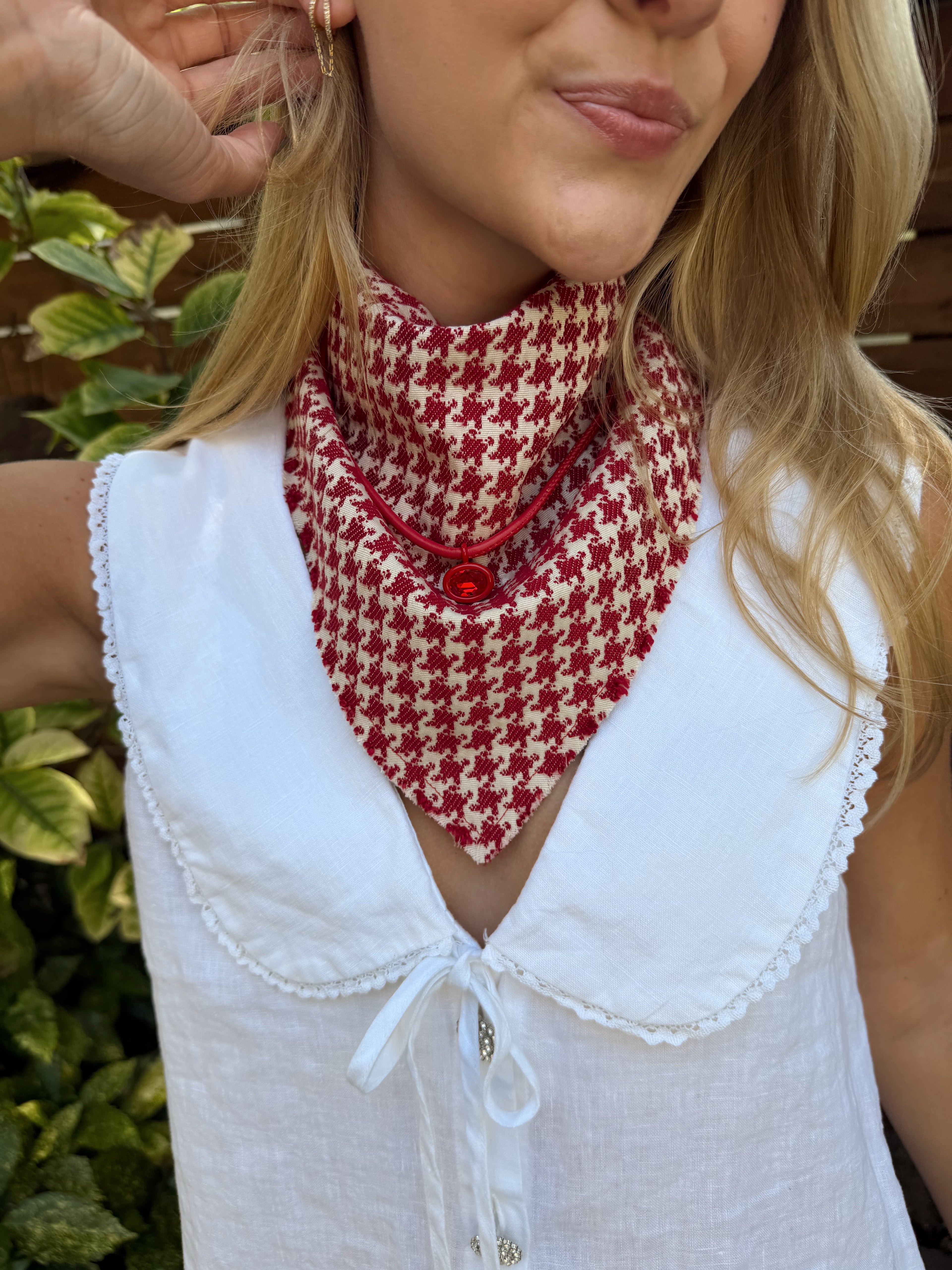 The Red Herringbone Neck Scarf