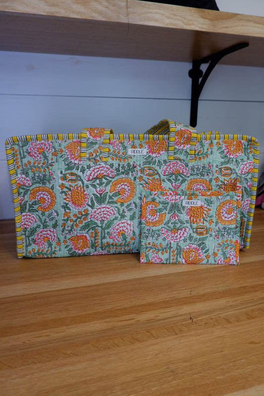The Mahjong Bag in Mint and Orange