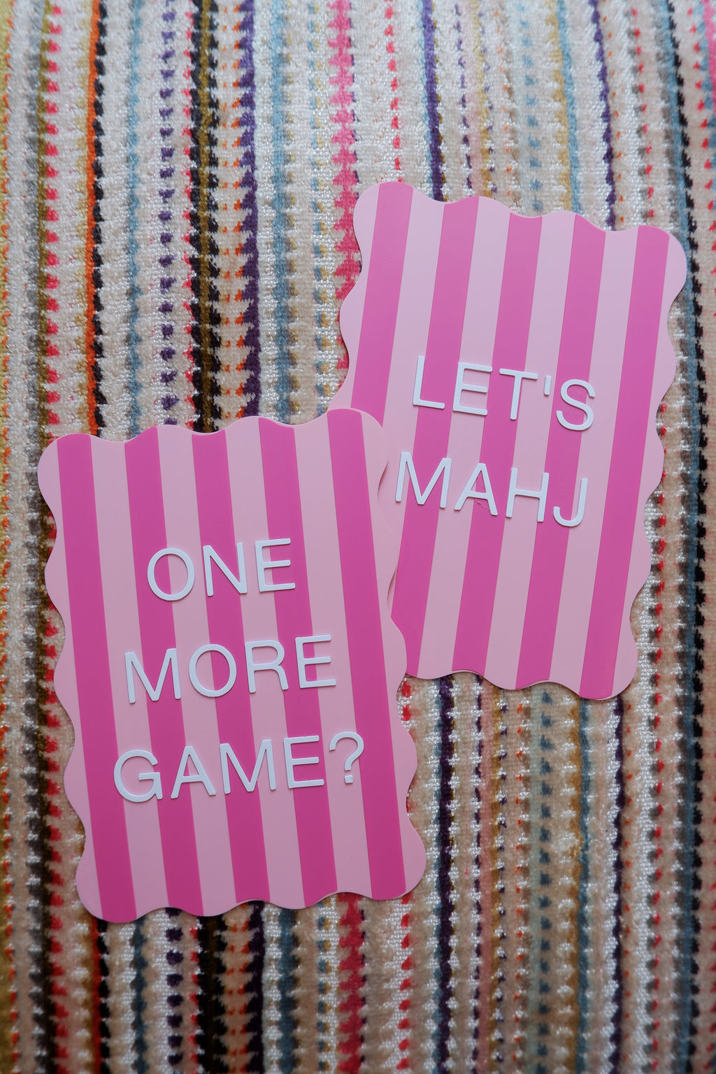 The Mahj Shufflers in Pink and Pink Stripe