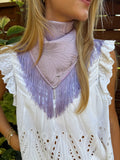The Light Purple Brocade Fringe Trim Neck Scarf