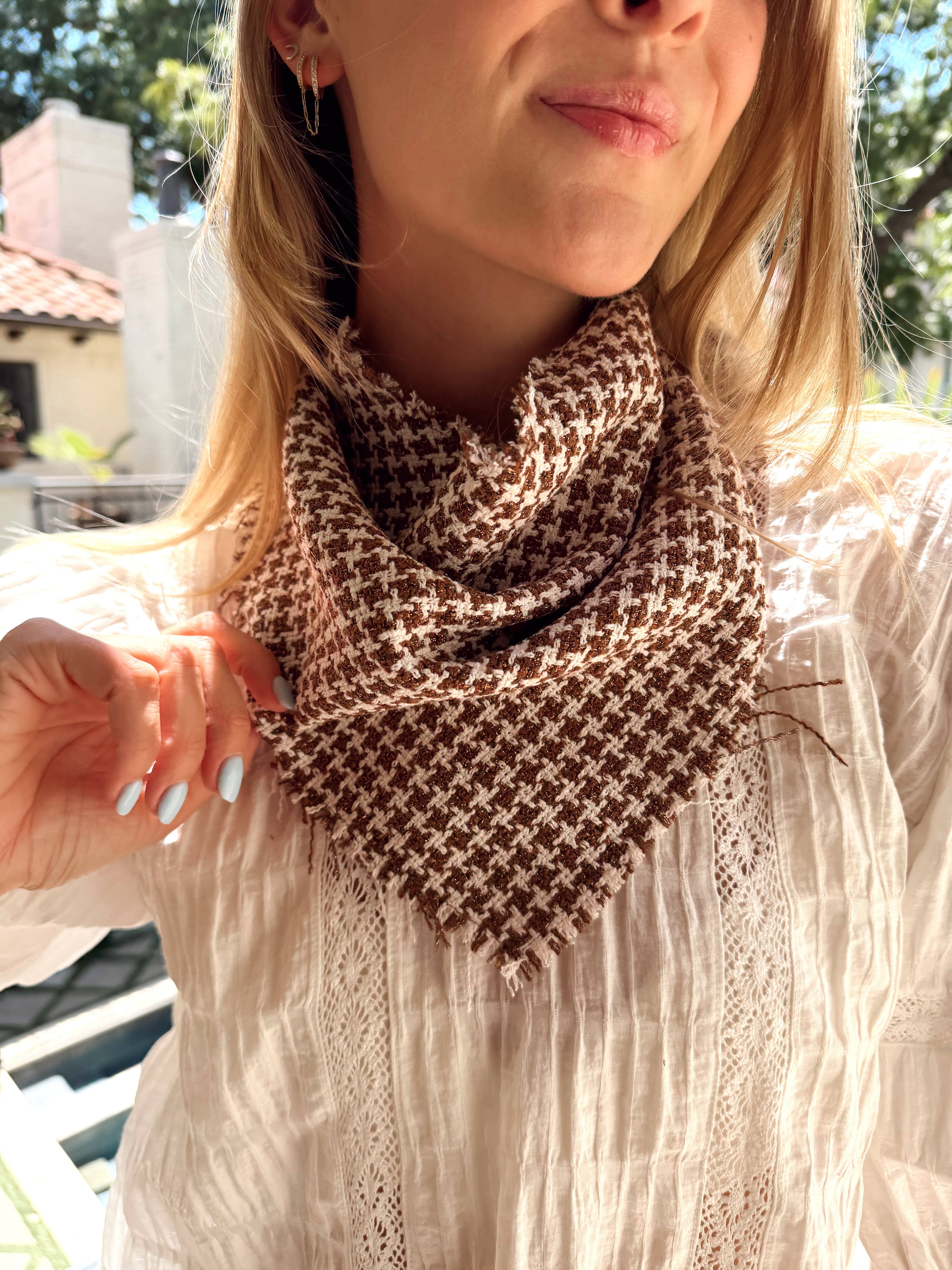 The Brown and White Tweed Neck Scarf