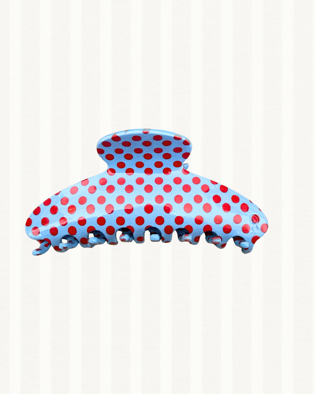 The Light Blue and Red Polka Claw Clip