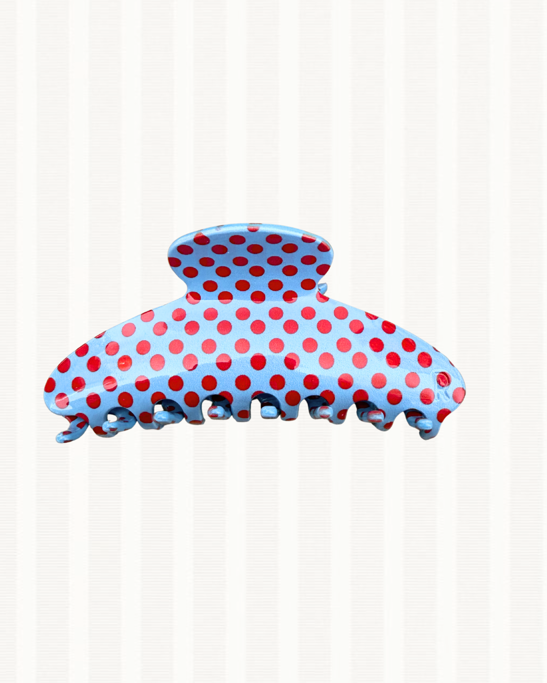The Light Blue and Red Polka Claw Clip