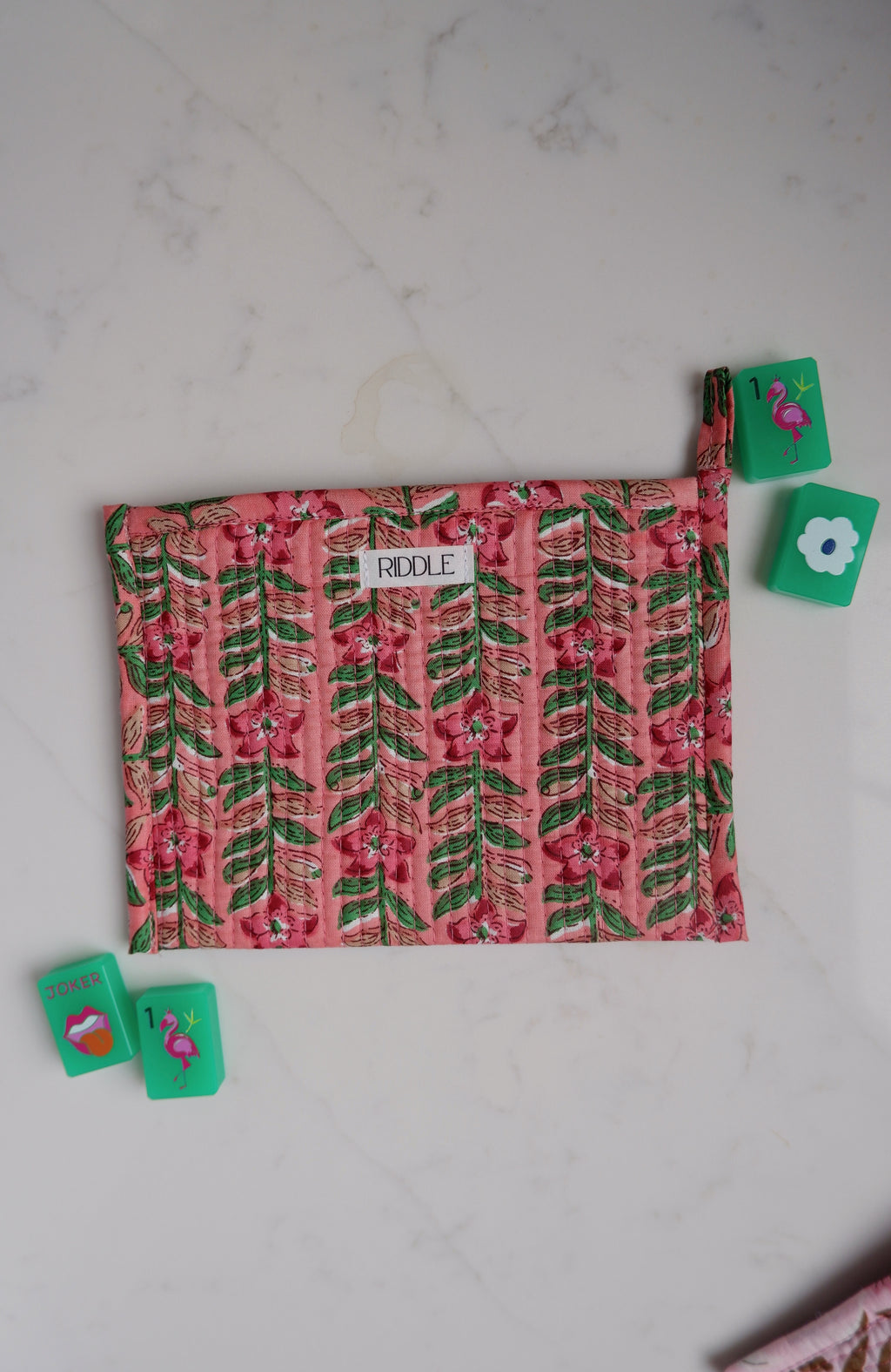 The Mahjong Card Pouch in Peach Floral