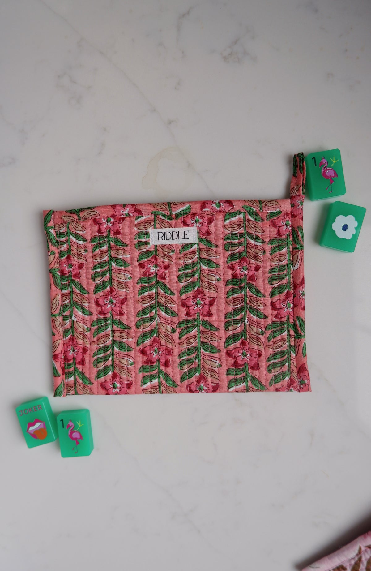 The Mahjong Card Pouch in Peach Floral